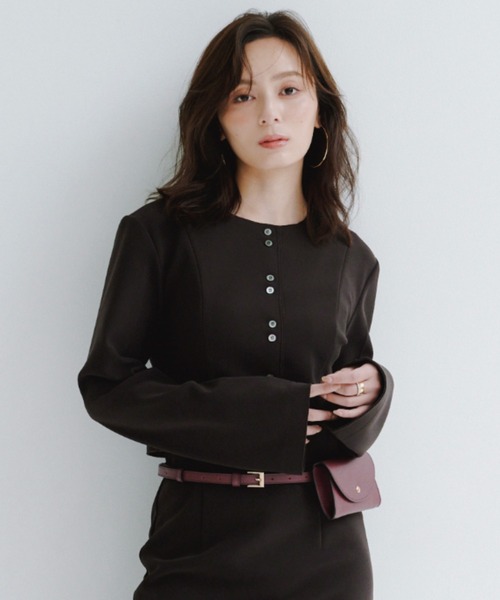 カットジョーゼットショートカーディガン（カーディガン/ボレロ