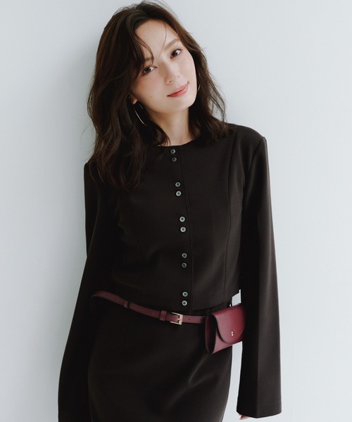 セール】カットジョーゼットショートカーディガン（カーディガン