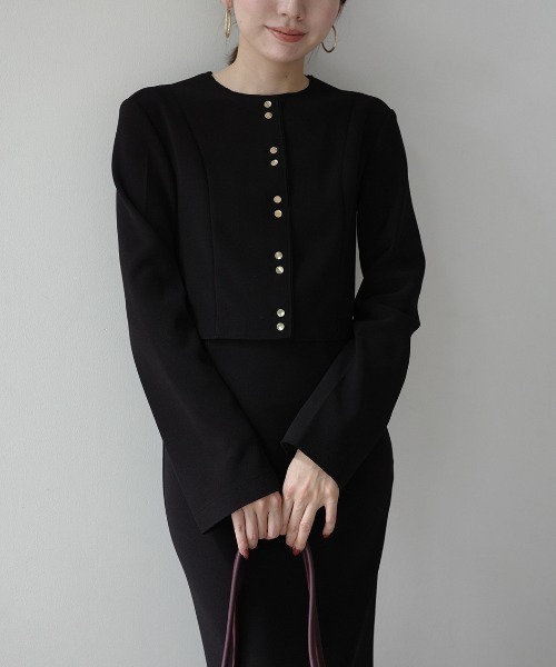 カットジョーゼットショートカーディガン（カーディガン/ボレロ