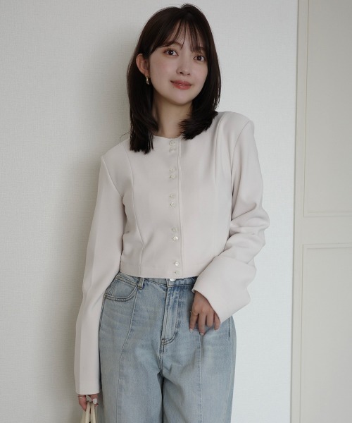 【⭐︎】アニュアンス　カットジョーゼットショートカーディガン　BLK S アニュアンス anuans カットジョーゼットショートカーディガン