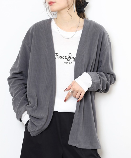 FUNALIVE(ファンアライブ)の「カーディガン 長袖 Tシャツ アンサンブル(アンサンブル・メンズ・チャコールグレー/グレー/ネイビー/ブラック・L/LL/M)」の1枚目の写真
