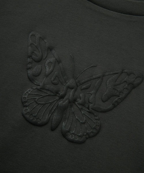 X-girl(エックスガール)の「BUTTERFLY FOAM PRINT L/S BABY TEE(Tシャツ/カットソー・レディース・グレー/ホワイト/チャコール・ONE SIZE)」の10枚目の写真