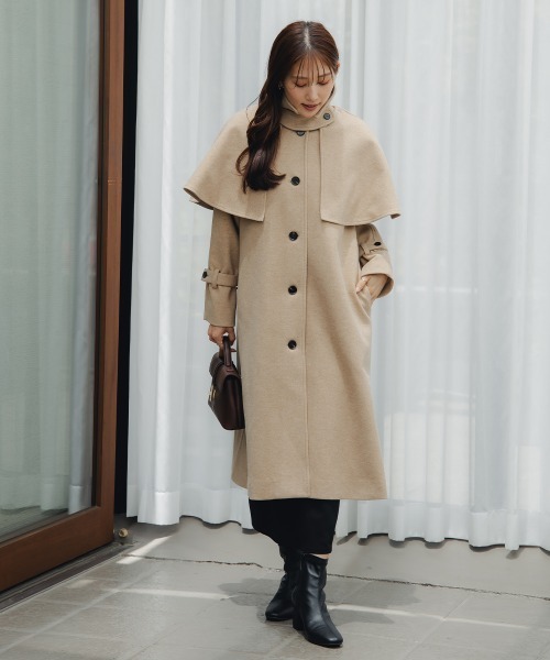 セール】小さいサイズ ケープ付ロングコート 低身長さん・小柄女性