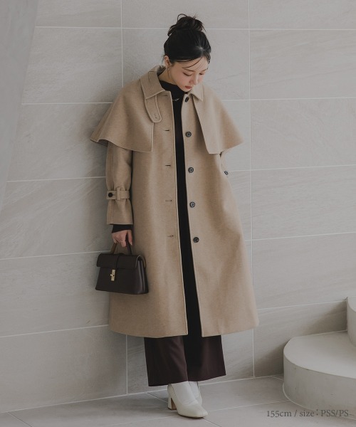 セール】小さいサイズ ケープ付ロングコート 低身長さん・小柄女性