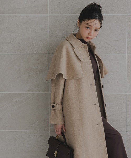 値下げ！　金城　トッパー　コート セール】小さいサイズ ケープ付ロングコート 低身長さん・小柄女性