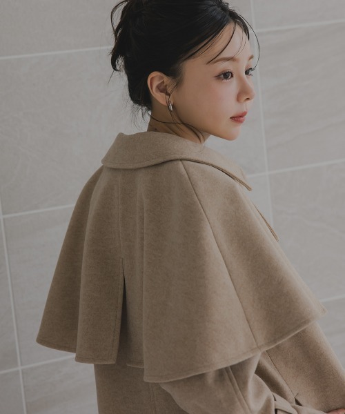 Petitjo(プッチージョ)の「小さいサイズ ケープ付ロングコート 低身長さん・小柄女性(トレンチコート・レディース・モカ/チャコールグレー・M-L/XS-S)」の11枚目の写真