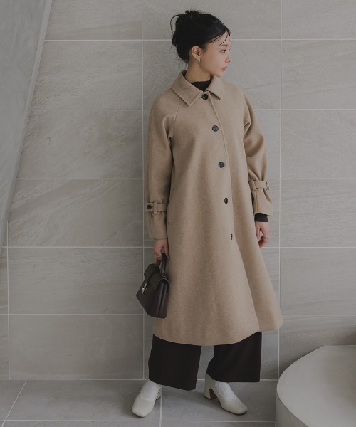 Petitjo(プッチージョ)の「小さいサイズ ケープ付ロングコート 低身長さん・小柄女性(トレンチコート・レディース・モカ/チャコールグレー・M-L/XS-S)」の16枚目の写真