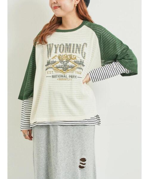 SM2(エスエムツー)の「ラグランスリーブプリントシアーニット(ニット/セーター・レディース・ネイビー/グリーン/ブラウン/ブラック・F)」の4枚目の写真