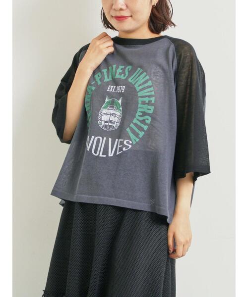 SM2(エスエムツー)の「ラグランスリーブプリントシアーニット(ニット/セーター・レディース・ネイビー/グリーン/ブラウン/ブラック・F)」の2枚目の写真