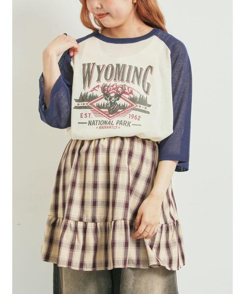 SM2(エスエムツー)の「ラグランスリーブプリントシアーニット(ニット/セーター・レディース・ネイビー/グリーン/ブラウン/ブラック・F)」の7枚目の写真