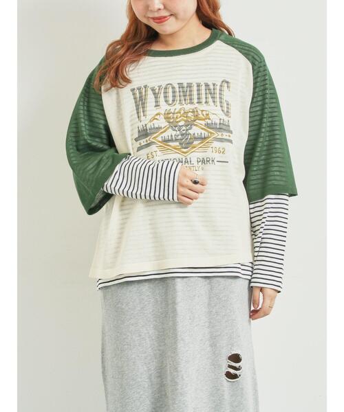 SM2(エスエムツー)の「ラグランスリーブプリントシアーニット(ニット/セーター・レディース・ネイビー/グリーン/ブラウン/ブラック・F)」の13枚目の写真