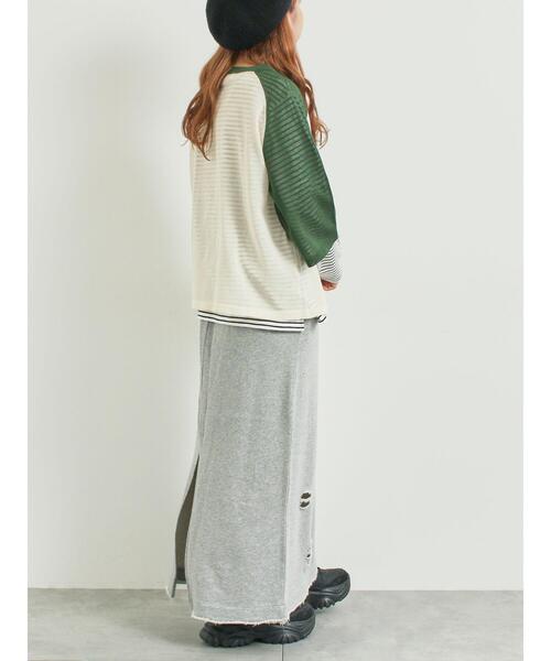 SM2(エスエムツー)の「ラグランスリーブプリントシアーニット(ニット/セーター・レディース・ネイビー/グリーン/ブラウン/ブラック・F)」の15枚目の写真