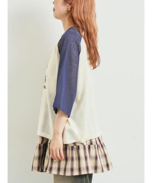 SM2(エスエムツー)の「ラグランスリーブプリントシアーニット(ニット/セーター・レディース・ネイビー/グリーン/ブラウン/ブラック・F)」の15枚目の写真