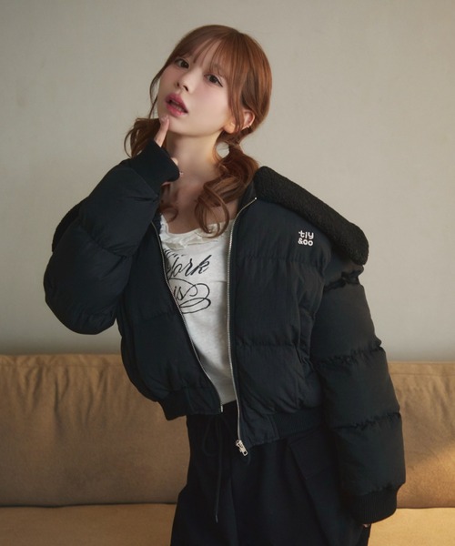 TITTY&CO.（ティティーアンドコー）の「襟ボアキルティングダウン（ダウンジャケット/コート・レディース・ブラック/アイボリー・FREE）」の22枚目の写真