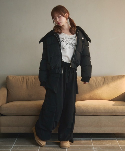 TITTY&CO.（ティティーアンドコー）の「襟ボアキルティングダウン（ダウンジャケット/コート・レディース・ブラック/アイボリー・FREE）」の19枚目の写真