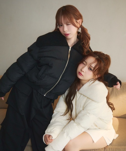 TITTY&CO.（ティティーアンドコー）の「襟ボアキルティングダウン（ダウンジャケット/コート・レディース・ブラック/アイボリー・FREE）」の14枚目の写真