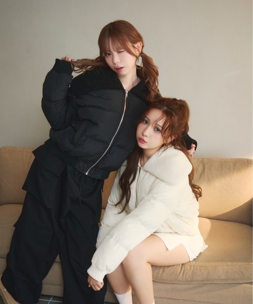 TITTY&CO.（ティティーアンドコー）の「襟ボアキルティングダウン（ダウンジャケット/コート・レディース・ブラック/アイボリー・FREE）」の20枚目の写真