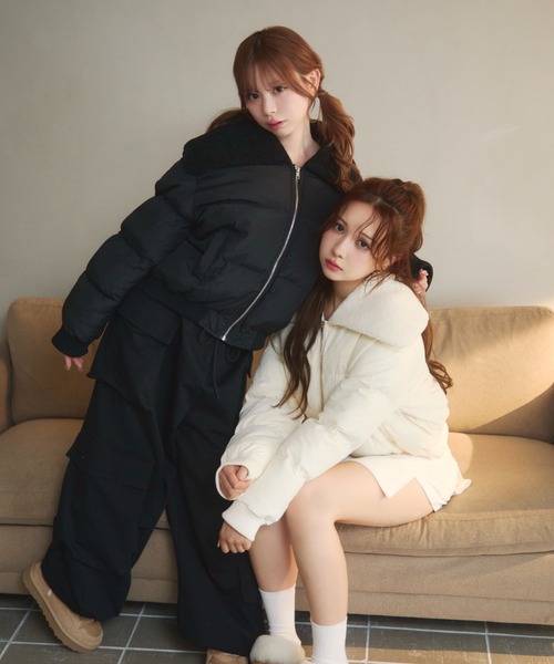 襟ボアキルティングダウン（ダウンジャケット/コート