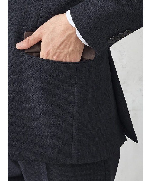Perfect Suit FActory（パーフェクトスーツファクトリー）の「《WOOLY WASH SUIT》WEB限定スーツ【洗える/ウールライク】スリーピース　千鳥×ウィンドペン　ネイビー（スーツセット・メンズ・ネイビー・AB6/Y5/Y6/A5/A6/AB5/A4/AB7/A7/BB5/AB4/AB8/BB7/BB6/Y4/Y7/A8/BB8/BB4）」の15枚目の写真