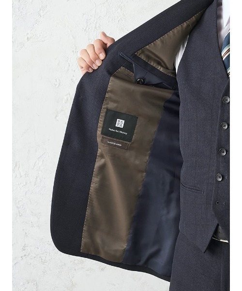 Perfect Suit FActory（パーフェクトスーツファクトリー）の「《WOOLY WASH SUIT》WEB限定スーツ【洗える/ウールライク】スリーピース　千鳥×ウィンドペン　ネイビー（スーツセット・メンズ・ネイビー・AB6/Y5/Y6/A5/A6/AB5/A4/AB7/A7/BB5/AB4/AB8/BB7/BB6/Y4/Y7/A8/BB8/BB4）」の13枚目の写真