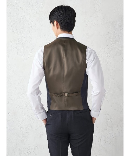 Perfect Suit FActory（パーフェクトスーツファクトリー）の「《WOOLY WASH SUIT》WEB限定スーツ【洗える/ウールライク】スリーピース　千鳥×ウィンドペン　ネイビー（スーツセット・メンズ・ネイビー・AB6/Y5/Y6/A5/A6/AB5/A4/AB7/A7/BB5/AB4/AB8/BB7/BB6/Y4/Y7/A8/BB8/BB4）」の5枚目の写真