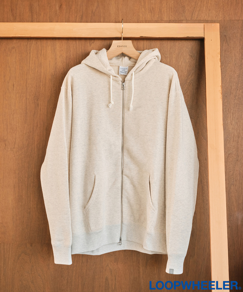 LOOPWHEELER（ループウィラー）の「LOOPWHEELER × LOWERCASE for EDIFICE ライトツリウラケ ジップパーカー（パーカー・メンズ・チャコールグレー/ブラウン/アイボリー・X-LARGE/LARGE/MEDIUM/SMALL）」の2枚目の写真