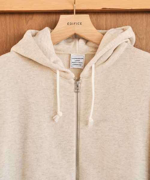 LOOPWHEELER（ループウィラー）の「LOOPWHEELER × LOWERCASE for EDIFICE ライトツリウラケ ジップパーカー（パーカー・メンズ・チャコールグレー/ブラウン/アイボリー・X-LARGE/LARGE/MEDIUM/SMALL）」の6枚目の写真