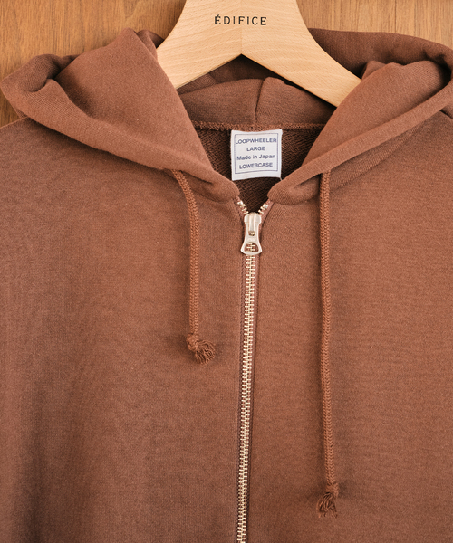 LOOPWHEELER（ループウィラー）の「LOOPWHEELER × LOWERCASE for EDIFICE ライトツリウラケ ジップパーカー（パーカー・メンズ・チャコールグレー/ブラウン/アイボリー・X-LARGE/LARGE/MEDIUM/SMALL）」の11枚目の写真