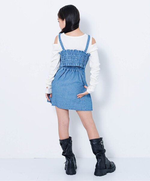 algy（アルジー）の「デニムビスチェセットアップ（セットアップ・キッズ・ブルー/グレー・XX-SMALL/X-SMALL/MEDIUM/SMALL）」の4枚目の写真
