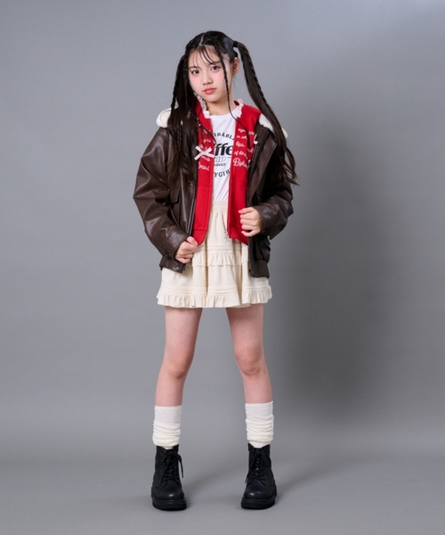 by LOVEiT（バイラビット）の「衿ファー合成皮革ジャケット（ライダースジャケット・キッズ・ブラック/ブラウン・120cm/130cm/150cm/140cm/160cm）」の3枚目の写真