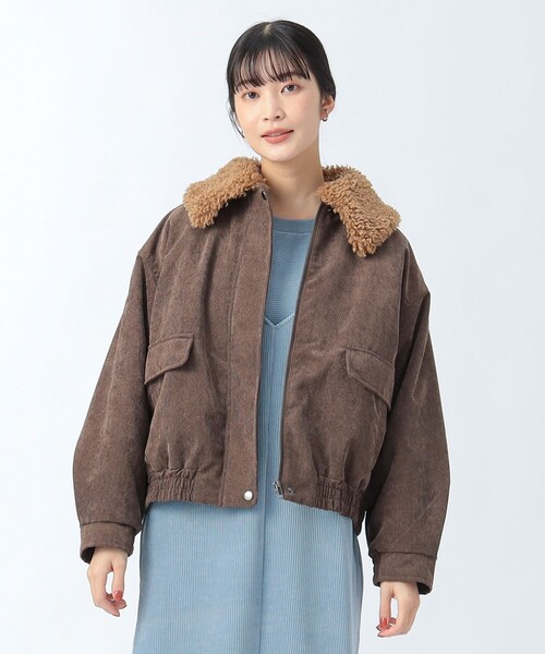BEAMS HEART(ビームスハート)の「中綿 コーデュロイ 襟ボア ブルゾン(ブルゾン・レディース・ダークブラウン/ベージュ・FREE)」の1枚目の写真