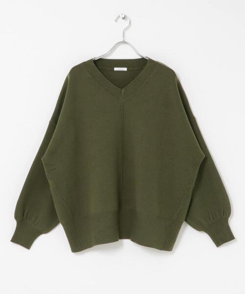 ITEMS URBANRESEARCH（アイテムズ アーバンリサーチ）の「Vネックニットプルオーバー（ニット/セーター・レディース・カーキ/ブラック/ライトグレー/キャメル・FREE）」の22枚目の写真
