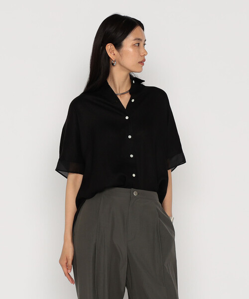 Gabardine K.T（ギャバジンケーティー）の「麻調合繊 シアーブラウス（シャツ/ブラウス・レディース・ブラック・9号）」の9枚目の写真