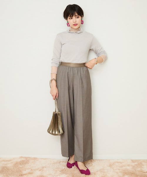 JETSET SOLO PLUS (ジェットセットソロプラス)の「【JETSET SOLO PLUS】デザインゴムベルトワイドパンツ(その他パンツ・レディース・ブラック・FREE)」の16枚目の写真