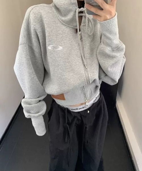 yuue' ( wear )(ユーイ)の「パッチ付きダブルジップパーカー/フーディー(パーカー・レディース・グレー/ブラック・FREE)」の13枚目の写真