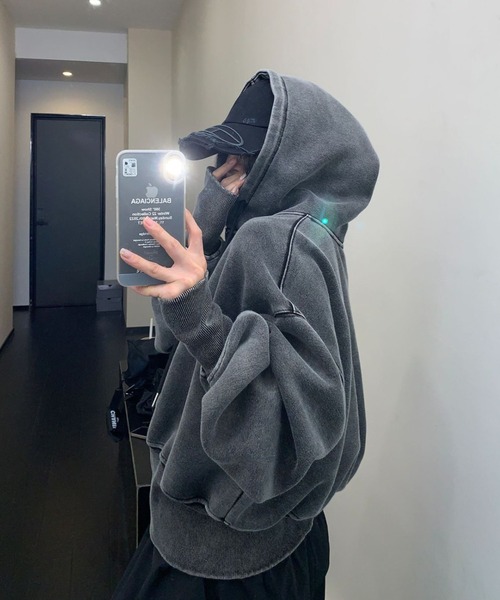 yuue' ( wear )(ユーイ)の「パッチ付きダブルジップパーカー/フーディー(パーカー・レディース・グレー/ブラック・FREE)」の4枚目の写真