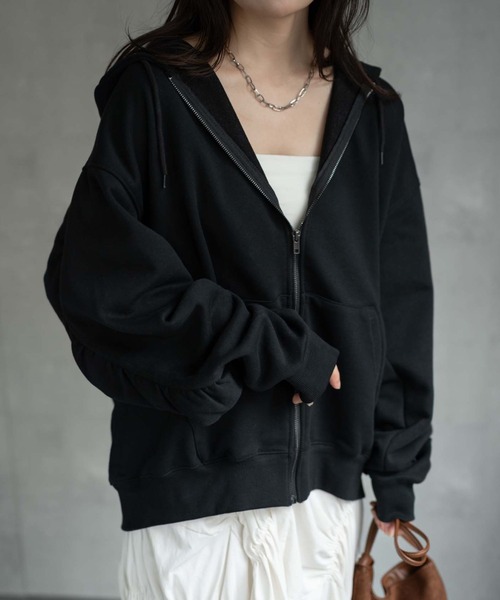 CREARE -LINO-（クレアーレリノ）の「〈ユニセックス商品〉ラウンドスリーブジップアップパーカー（パーカー・メンズ・アッシュ/ブラック・M/L）」の21枚目の写真
