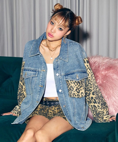 レオパード 切り替え デニム ジャケット（デニムジャケット）｜ANAP