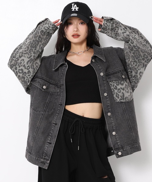 レオパード 切り替え デニム ジャケット（デニムジャケット）｜ANAP
