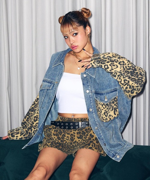 レオパード 切り替え デニム ジャケット（デニムジャケット）｜ANAP