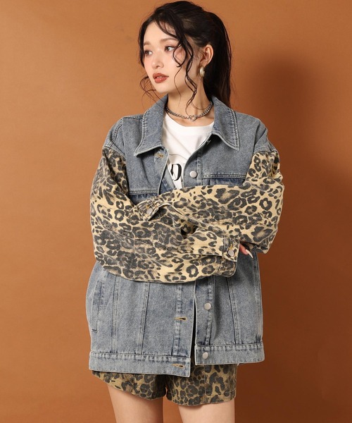 レオパード 切り替え デニム ジャケット（デニムジャケット）｜ANAP