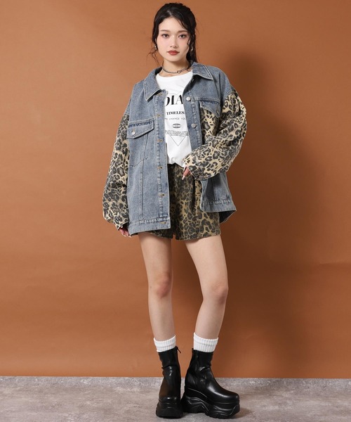 ANAP（アナップ）の「レオパード 切り替え デニム ジャケット（デニムジャケット・レディース・ブラック/ブルー・F）」の12枚目の写真