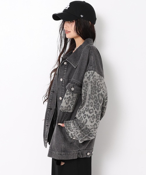 ANAP（アナップ）の「レオパード 切り替え デニム ジャケット（デニムジャケット・レディース・ブラック/ブルー・F）」の13枚目の写真