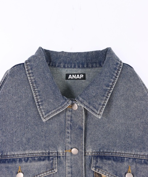 ANAP（アナップ）の「レオパード 切り替え デニム ジャケット（デニムジャケット・レディース・ブラック/ブルー・F）」の17枚目の写真