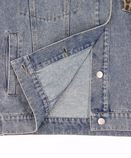 ANAP（アナップ）の「レオパード 切り替え デニム ジャケット（デニムジャケット・レディース・ブラック/ブルー・F）」の21枚目の写真