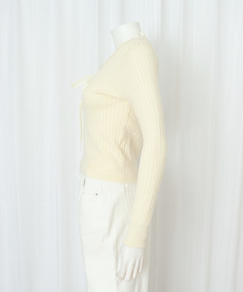 Miniministore(ミニミニストア)の「ニットトップスレディース リボン フリル(ニット/セーター・レディース・アイボリー/ネイビー・FREE)」の6枚目の写真