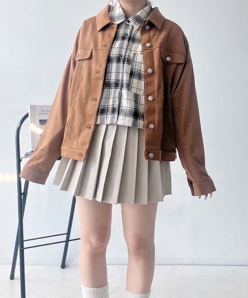 AS KNOW AS plus(アズノゥアズプラス)の「♪スウェード ダブルポケットゆるりジャケット(ブルゾン・レディース・チャコールグレー/ベージュ/キャメル・FREE)」の4枚目の写真