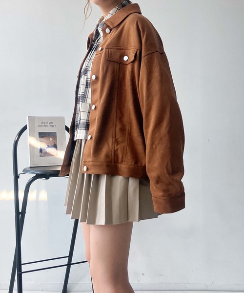 AS KNOW AS plus(アズノゥアズプラス)の「♪スウェード ダブルポケットゆるりジャケット(ブルゾン・レディース・チャコールグレー/ベージュ/キャメル・FREE)」の7枚目の写真