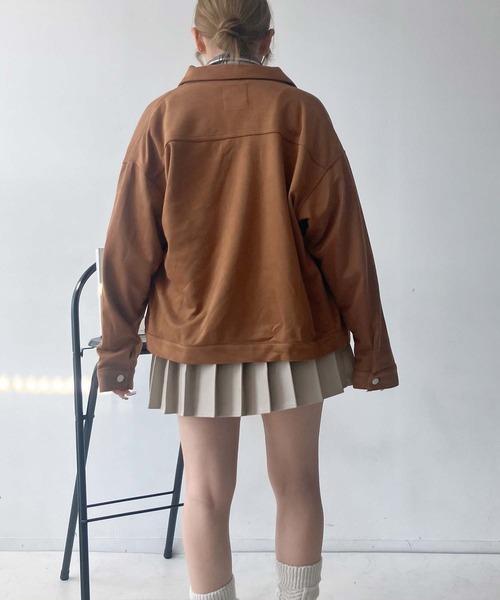 AS KNOW AS plus(アズノゥアズプラス)の「♪スウェード ダブルポケットゆるりジャケット(ブルゾン・レディース・チャコールグレー/ベージュ/キャメル・FREE)」の8枚目の写真