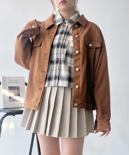 AS KNOW AS plus(アズノゥアズプラス)の「♪スウェード ダブルポケットゆるりジャケット(ブルゾン・レディース・チャコールグレー/ベージュ/キャメル・FREE)」の5枚目の写真